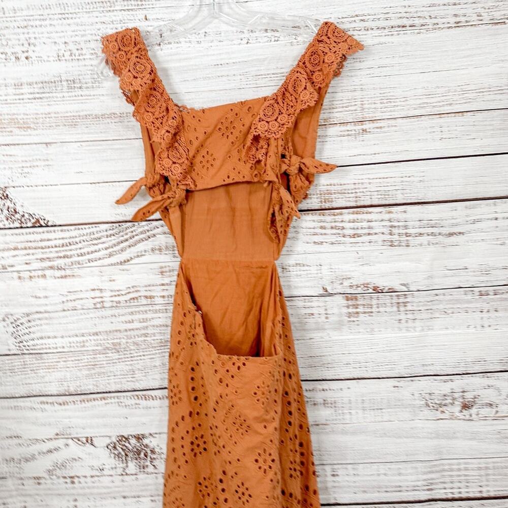 Nightcap x Carisa Rene Aimee Eyelet Copper Maxi Dress, EUC, Size XS MSRP $396 - Picture 12 of 15